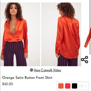 NWT Orange Button Front Top